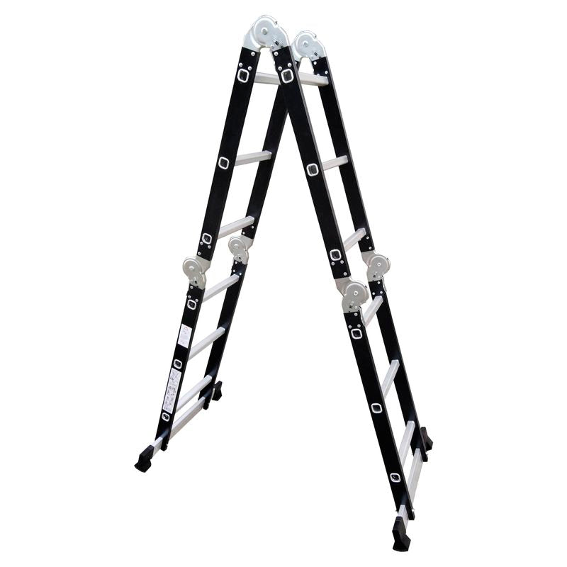 Escalera multifuncional de acero 12 peldaños 3,3 m soporta hasta 150 kg