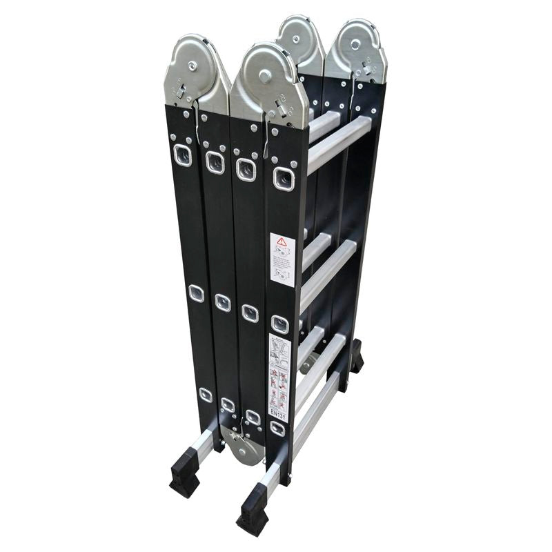 Escalera multifuncional de acero 12 peldaños 3,3 m soporta hasta 150 kg