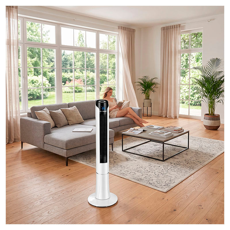 Ventilador torre Basic Living 47" blanco y negro
