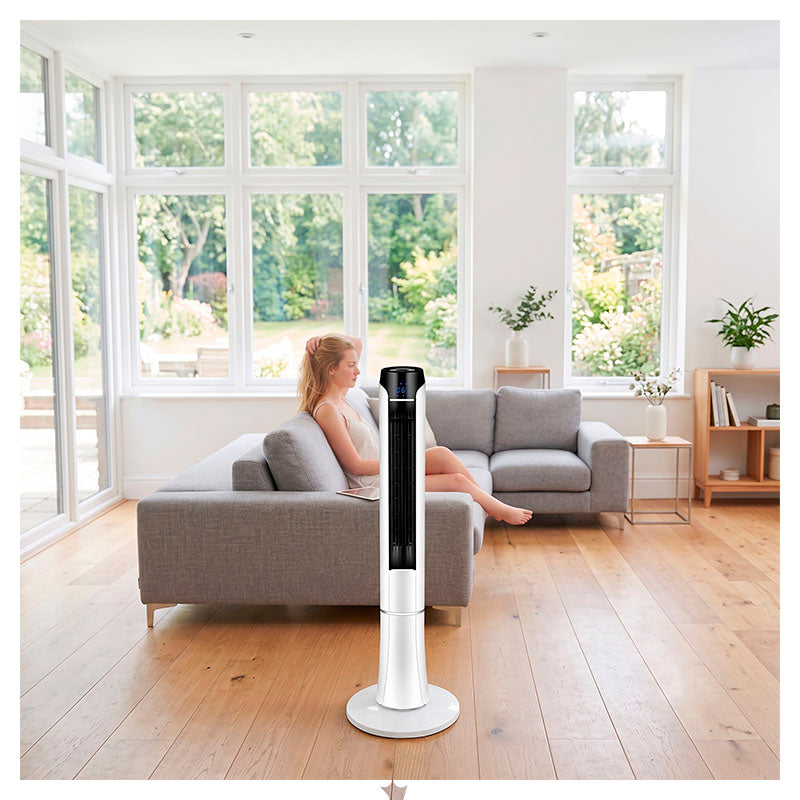 Ventilador torre Basic Living 47" blanco y negro