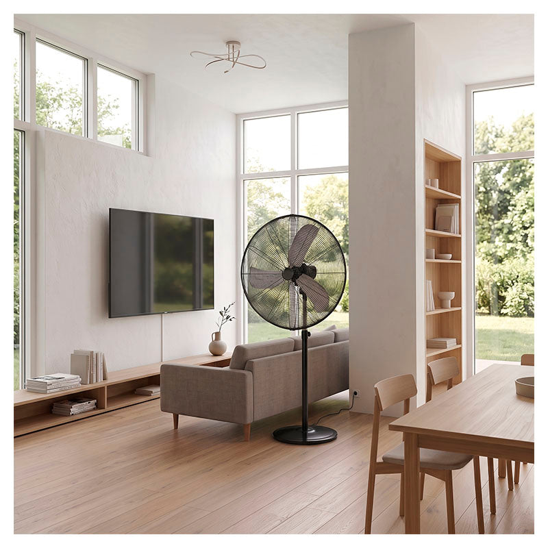Ventilador industrial pedestal Basic Living 30" negro aluminio