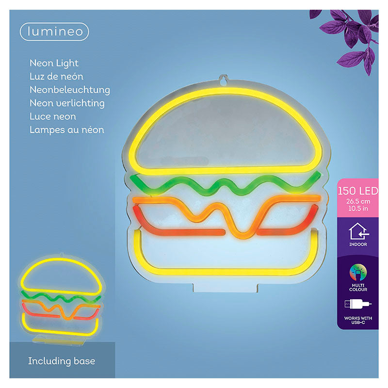 Letrero neón LED "hamburguesa" multicolor 5,8 W Lumineo