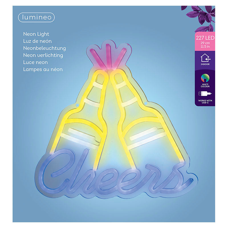 Letrero neón LED "cheers beers" multicolor 8,3 W Lumineo