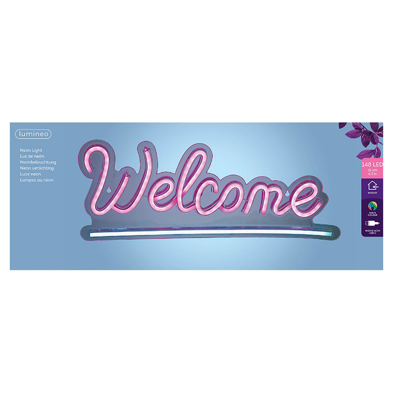 Letrero neón LED "welcome" multicolor 6,6 W Lumineo