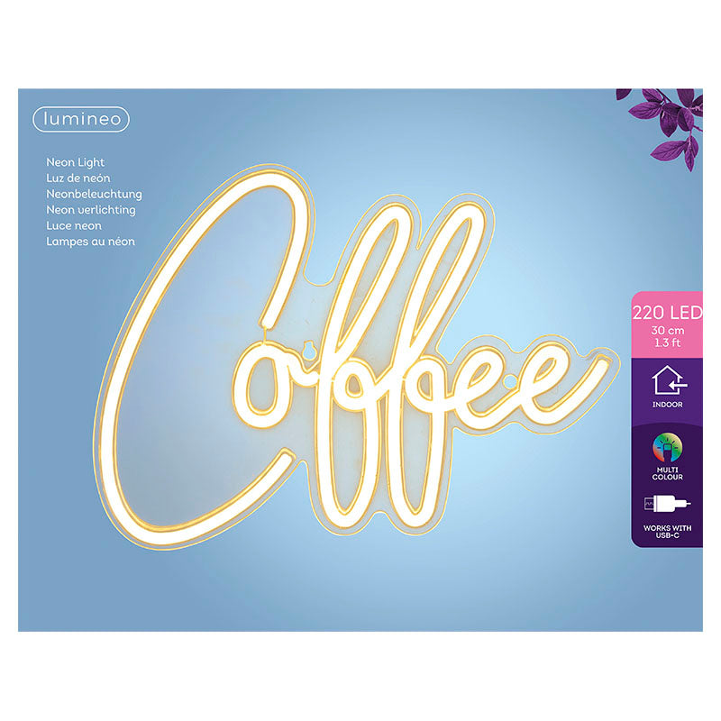 Letrero neón LED "coffee" blanco 7,5 W Lumineo