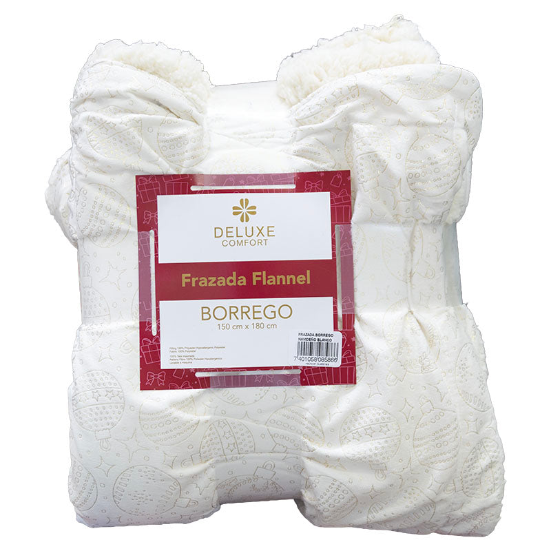 Frazada borrego navideña blanca