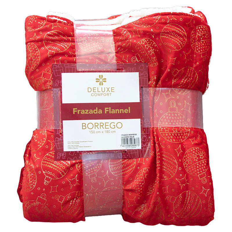 Frazada borrego navideña roja