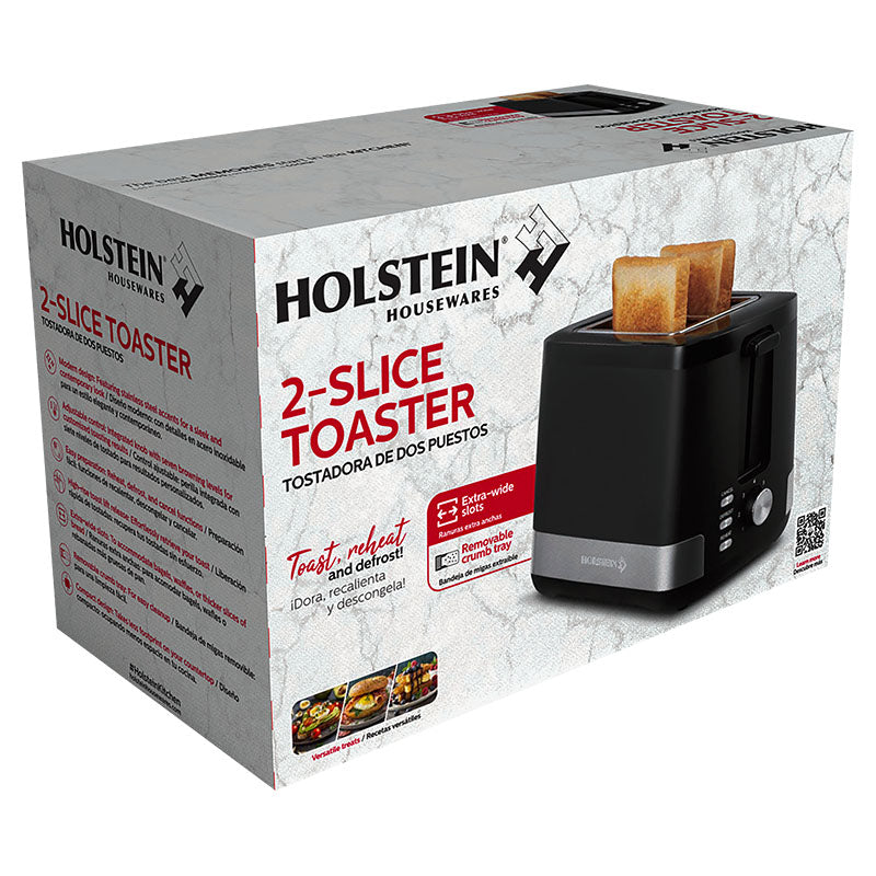 Tostadora de 2 rebanadas 800 W color negro Holstein Housewares