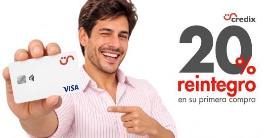 ¡Aproveche un 20% de reintegro en su primera compra al solicitar su tarjeta Credix!&nbsp;