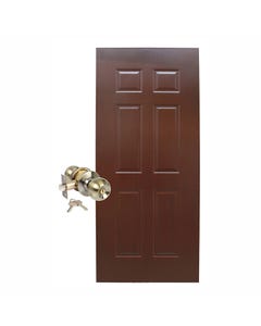 Combo puerta melaminico wengue 6 tableros 90 x 210 cm + pomo bronce con llave